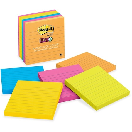 Post-It Notes, Sprstky, 4X4, 6Pk, Lined MMM6756SSUC